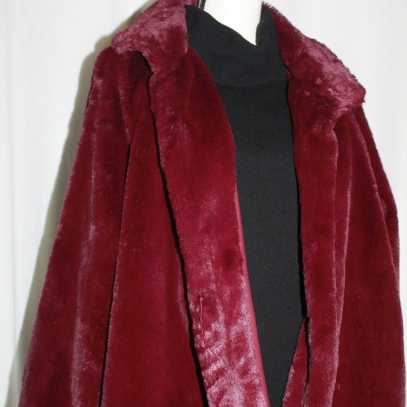 Ava & Viv Jackets & Blazers - Lush AVA & VIV Burgundy Fur Coat